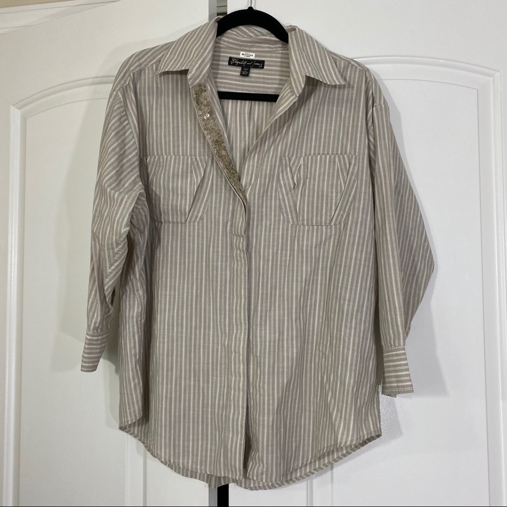 Elizabeth And James Button Down Sequin Trim Medium - image 2